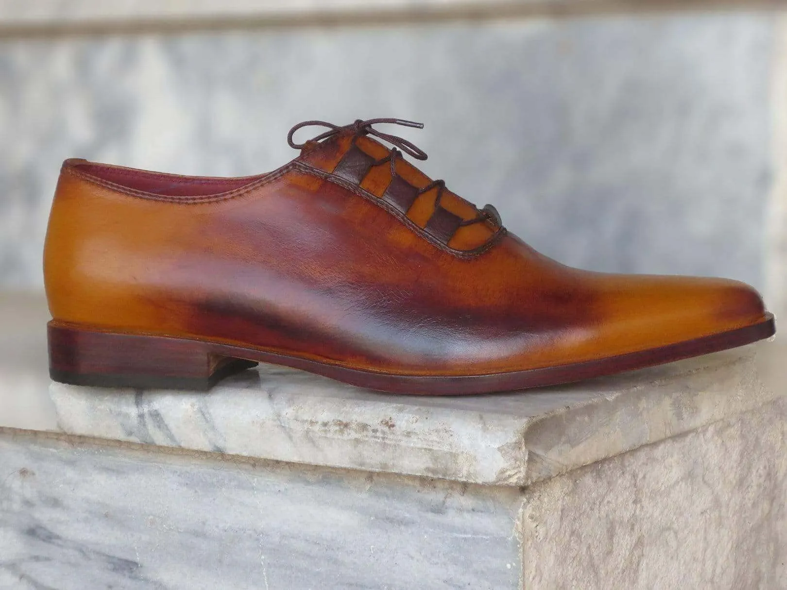 Men's Leather Tan Brown Derby Shoes