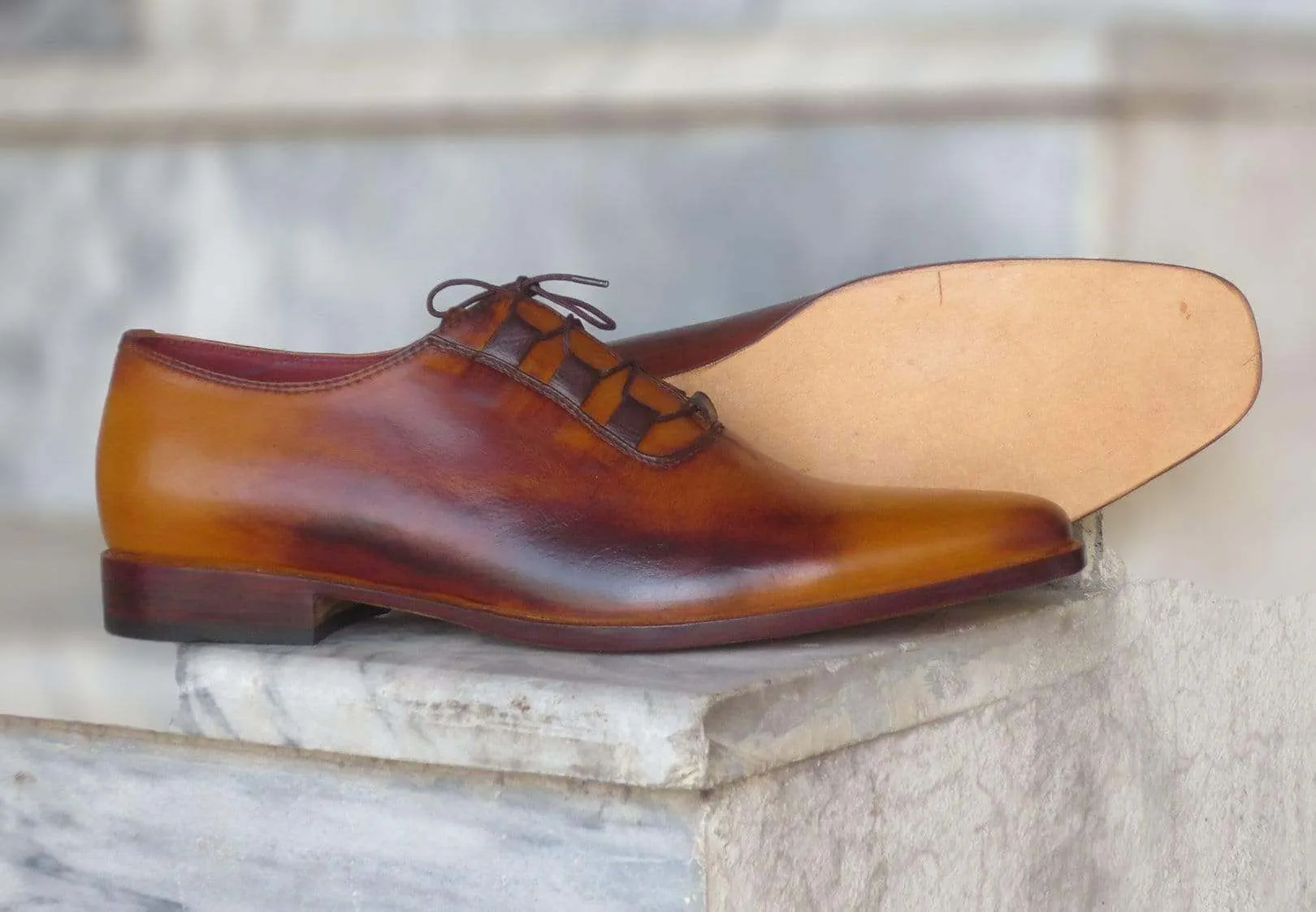 Men's Leather Tan Brown Derby Shoes