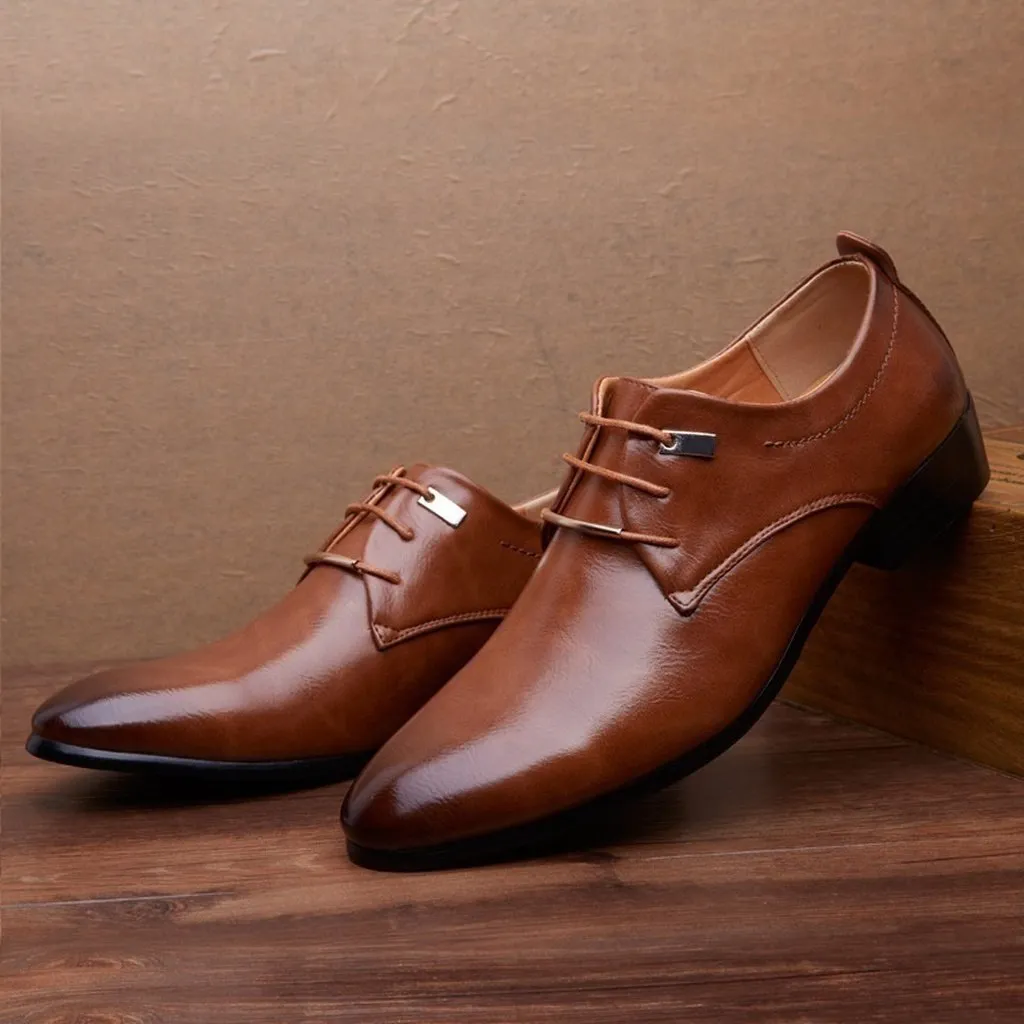 Men's Oxford Leather Fashion Dress Flat Shoes