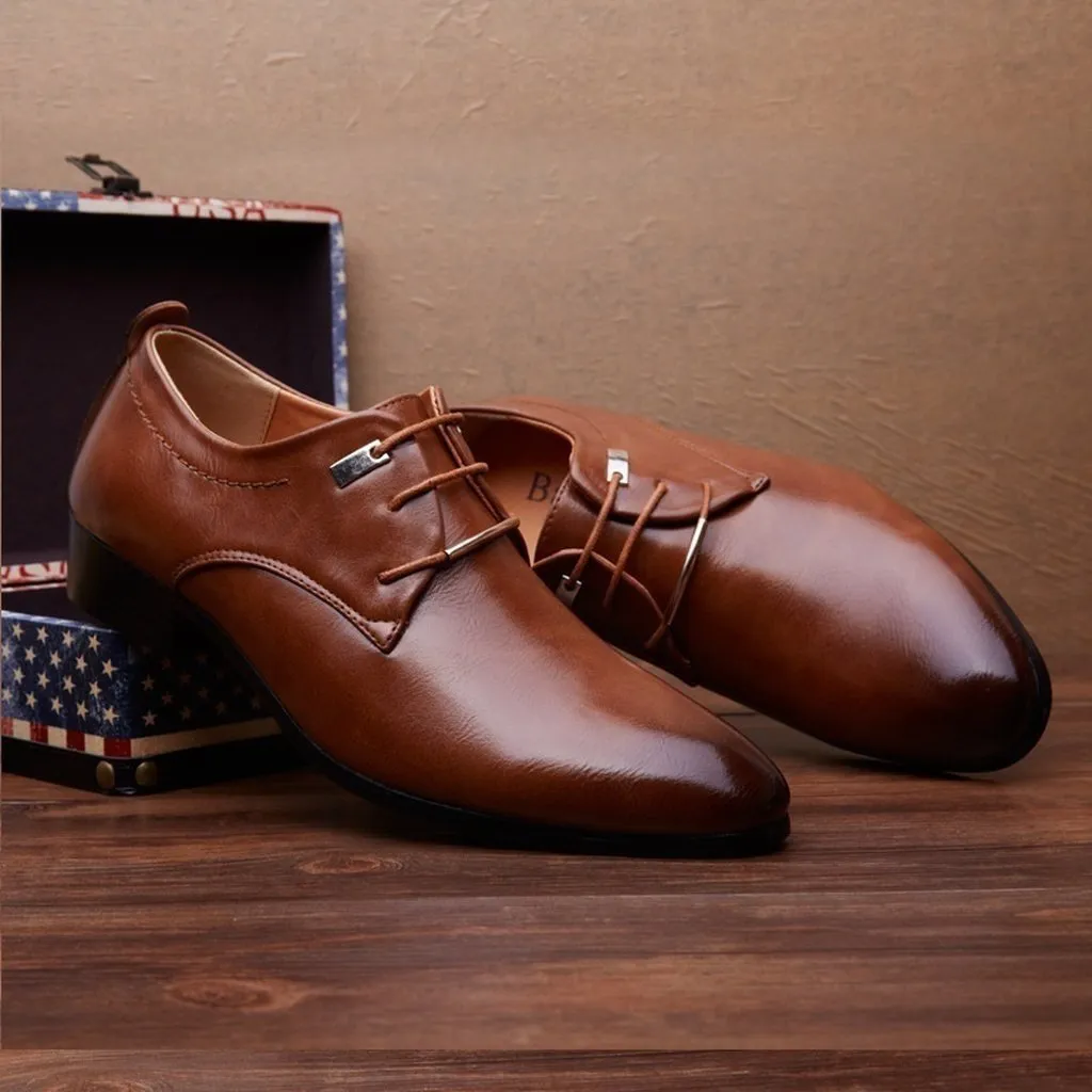 Men's Oxford Leather Fashion Dress Flat Shoes