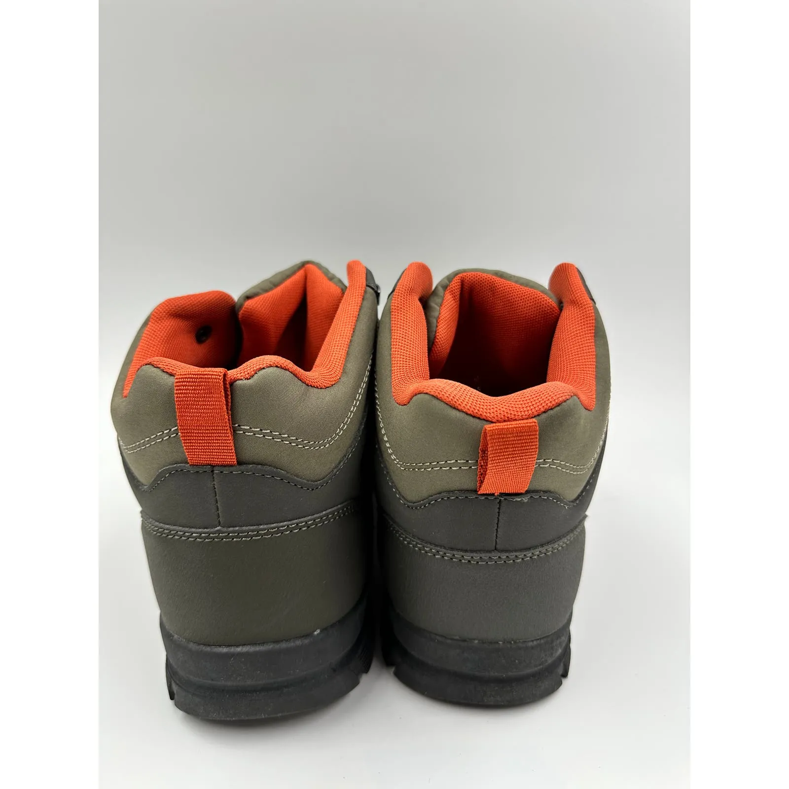 Men's Size 10, Olive Green High Top Hikers w/ Orange and Black Accents