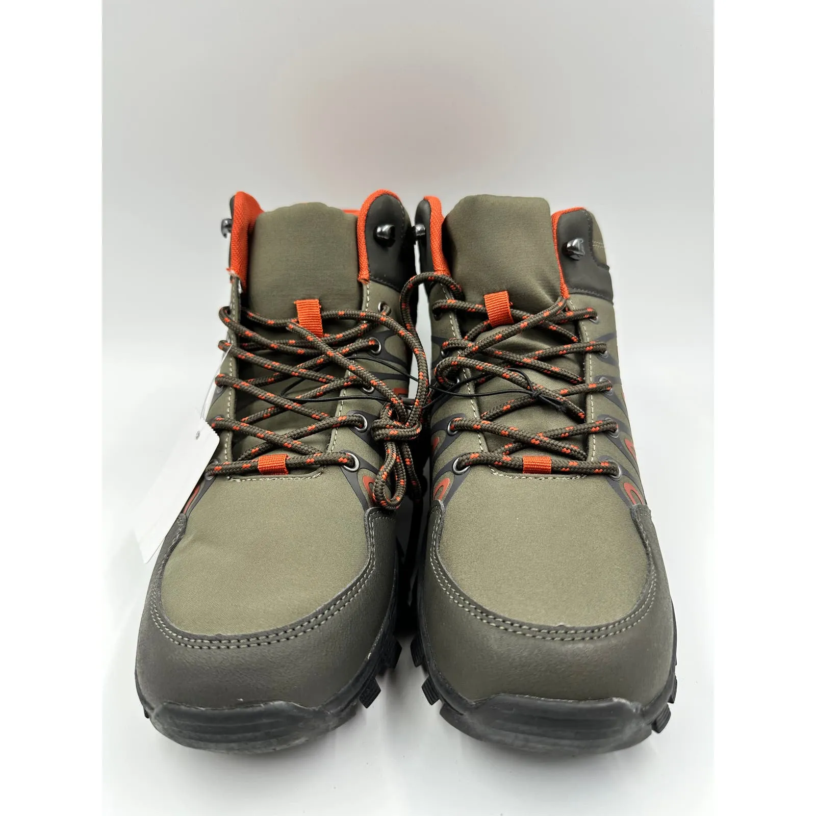 Men's Size 10, Olive Green High Top Hikers w/ Orange and Black Accents