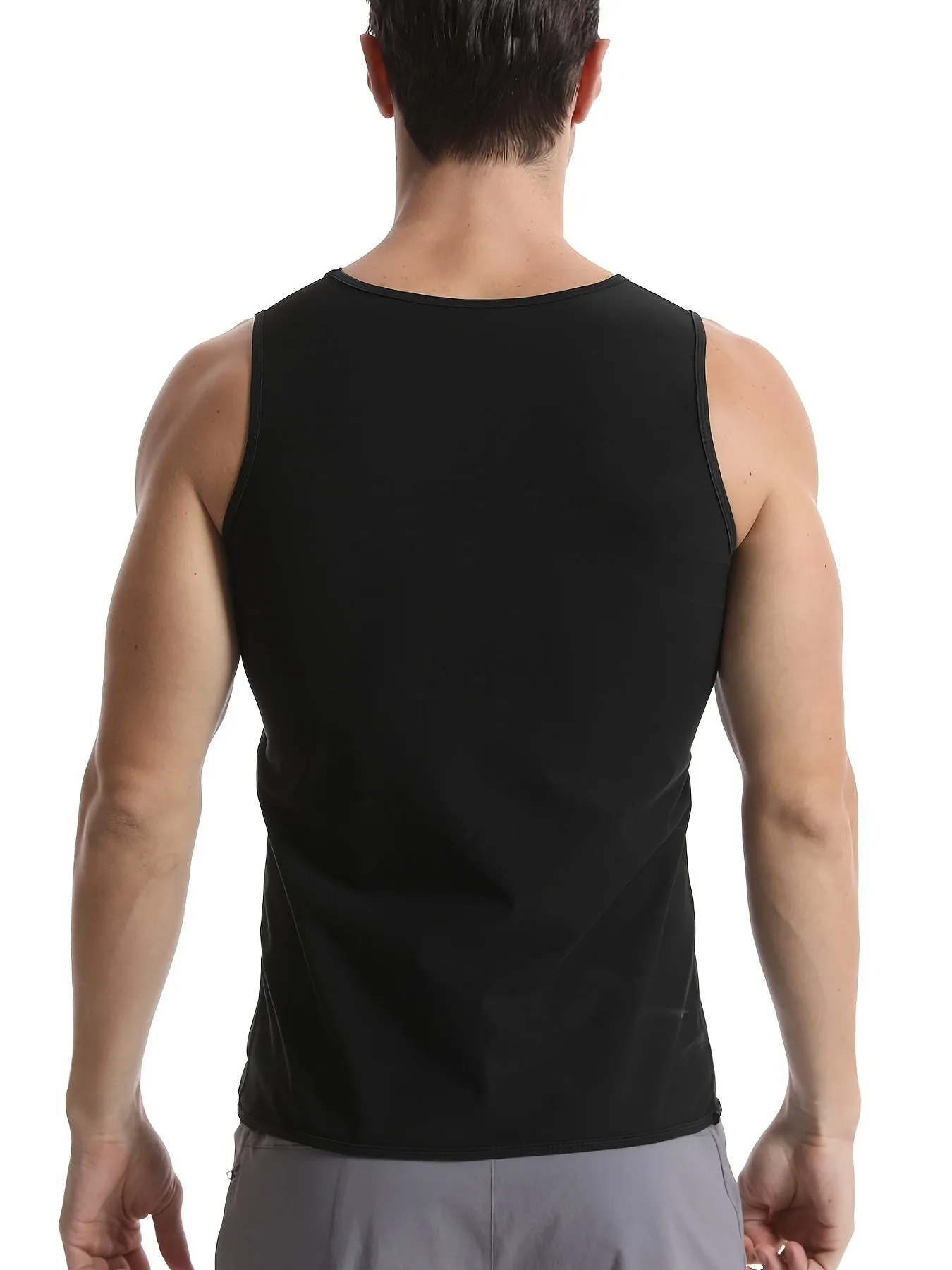 Men's Zip Sports Weight Loss Body Shaping Vest, Men's Skinny Fit Sauna Sleeveless Vest For Fitness Training