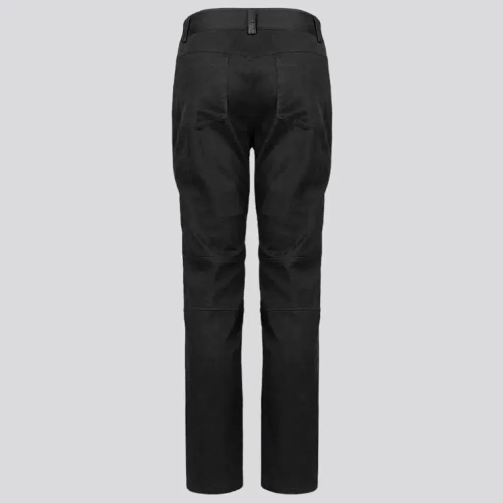 Mixed-fabrics rivet jeans
 for men