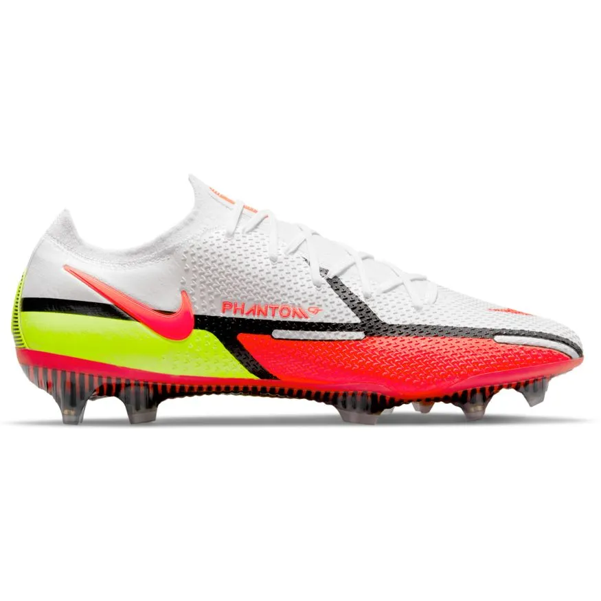 Nike Phantom GT2 Elite Low FG-WHITE/BRIGHT CRIMSON/VOLT/BLACK