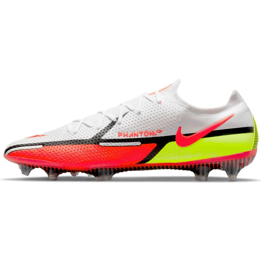 Nike Phantom GT2 Elite Low FG-WHITE/BRIGHT CRIMSON/VOLT/BLACK