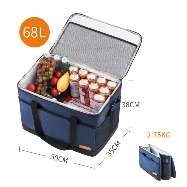 Outdoor Portable Thickened Waterproof Food Ice Pack Storage Bag Foldable Car Refrigerator Insulation Box, Capacity: 68L