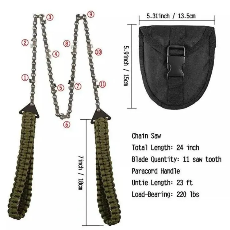 Outdoor Sports Hand Chainsaws Braided Umbrella Rope Camping Survival Pocket Saw(Military Green)