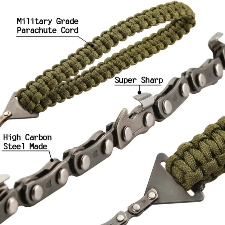 Outdoor Sports Hand Chainsaws Braided Umbrella Rope Camping Survival Pocket Saw(Military Green)