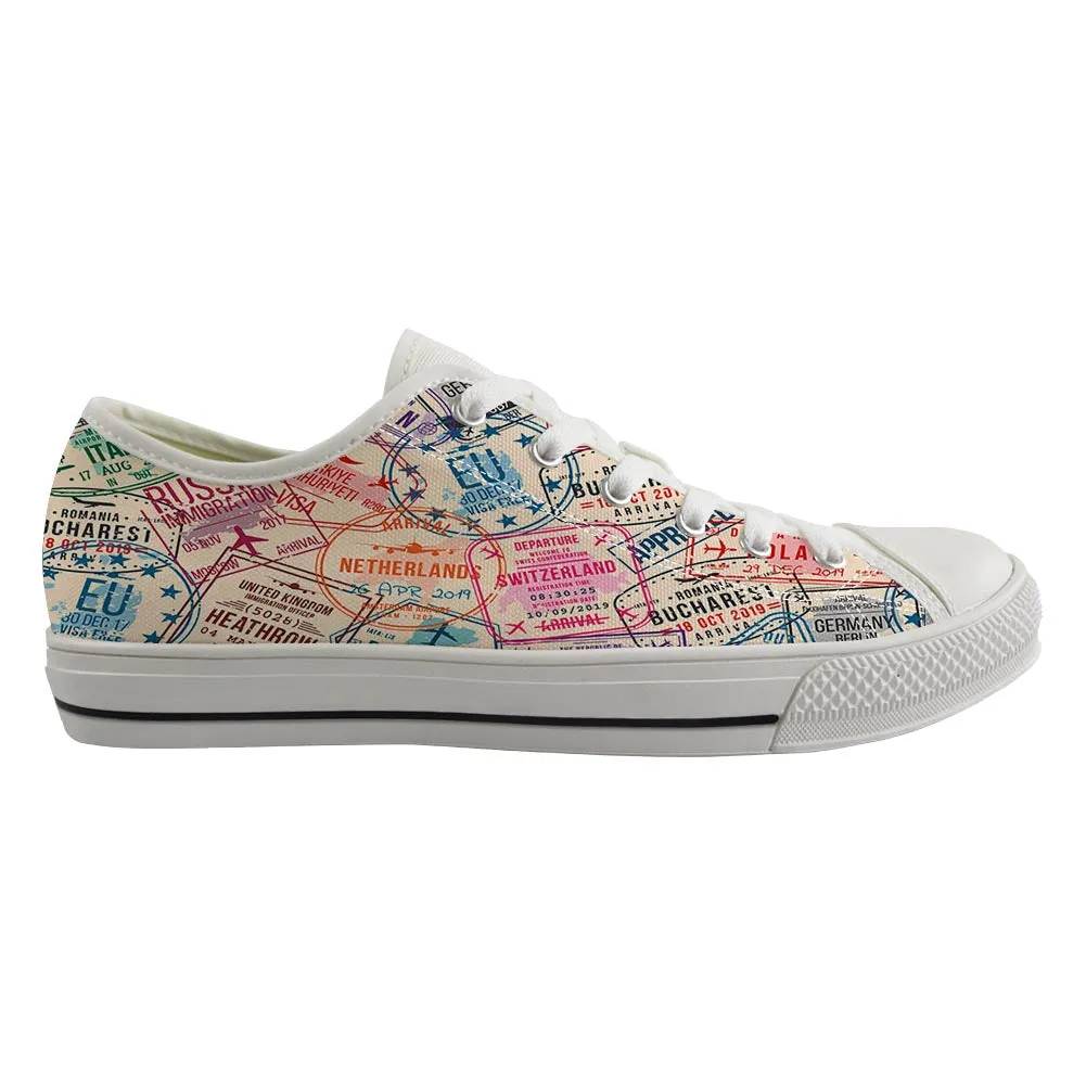 Passport Stamps Designed Canvas Shoes (Men)