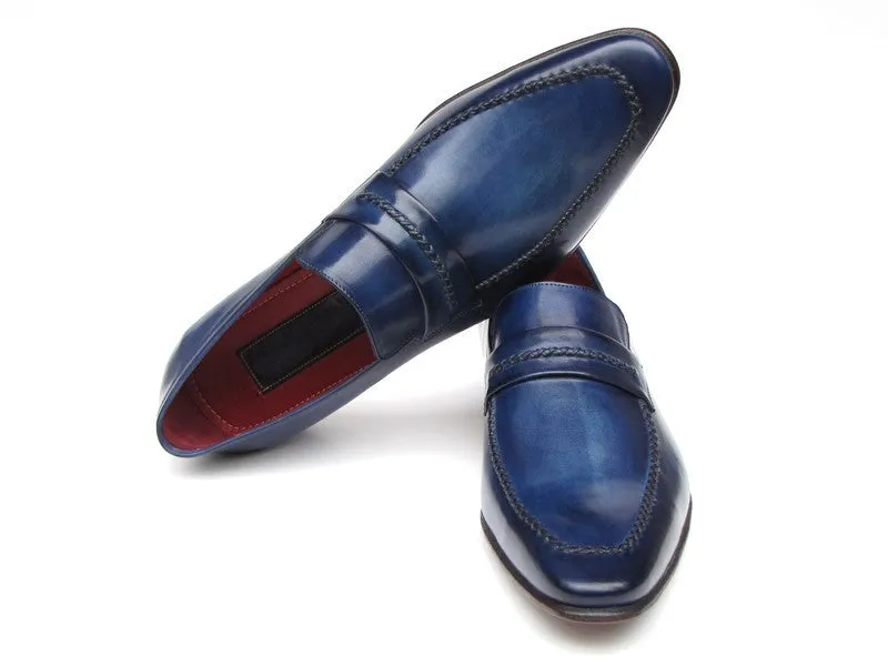 Paul Parkman Men's Loafer Shoes Navy Leather Upper And Leather Sole