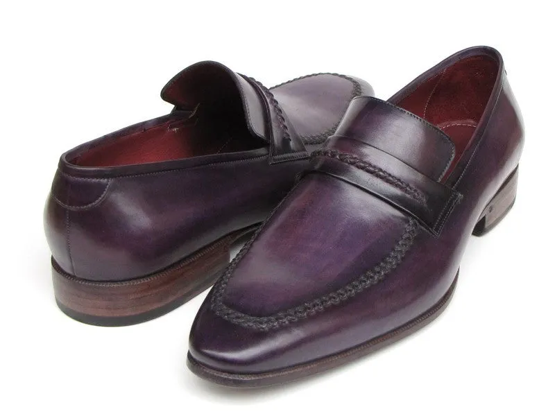 Paul Parkman Purple Loafers Handmade Slip-On Shoes