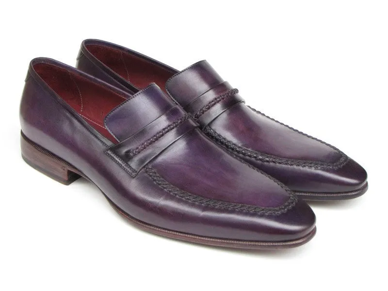 Paul Parkman Purple Loafers Handmade Slip-On Shoes