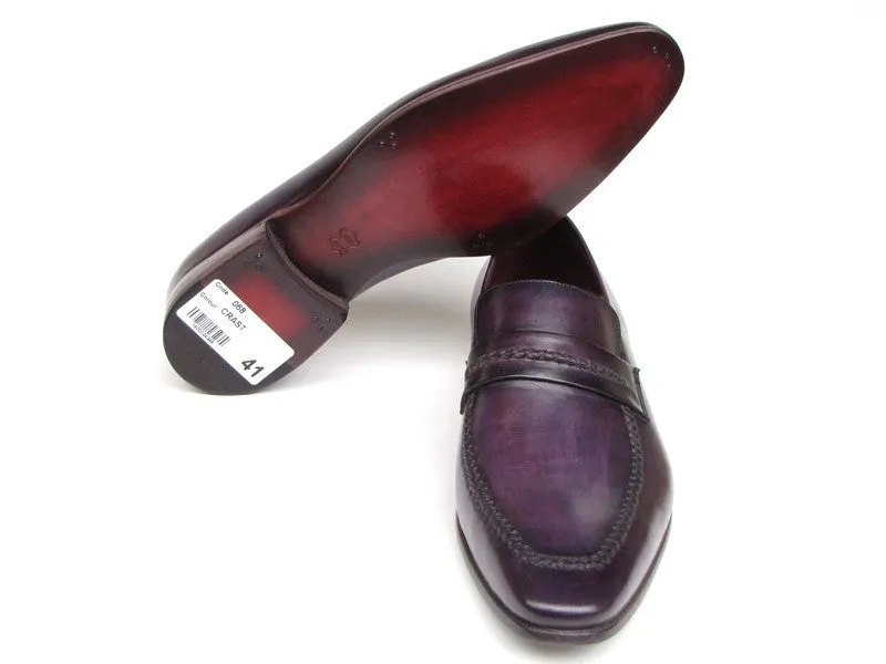 Paul Parkman Purple Loafers Handmade Slip-On Shoes