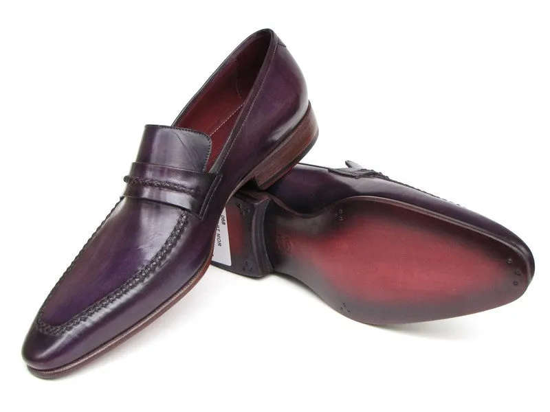 Paul Parkman Purple Loafers Handmade Slip-On Shoes