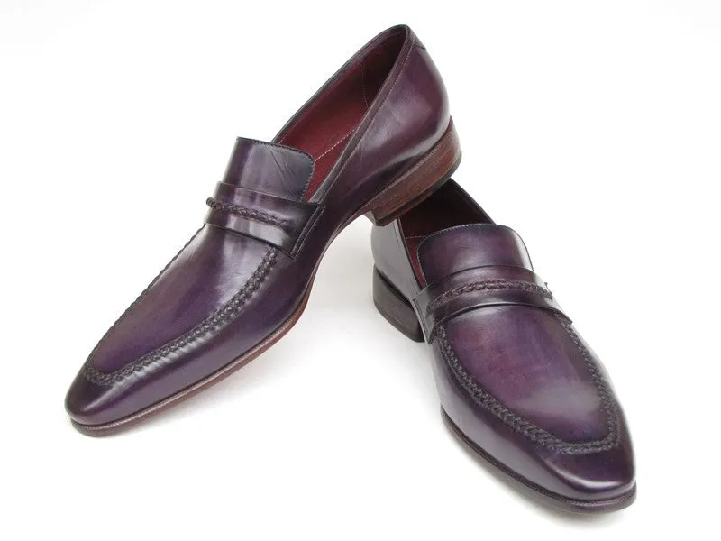 Paul Parkman Purple Loafers Handmade Slip-On Shoes