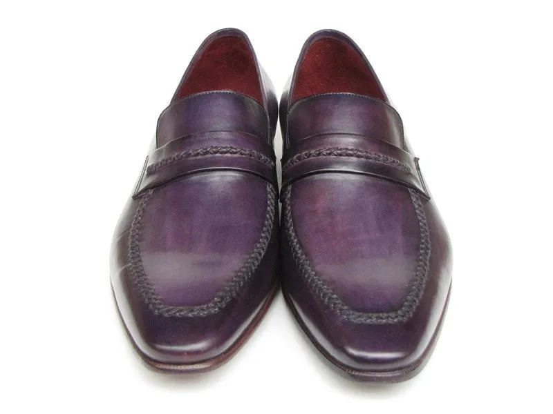 Paul Parkman Purple Loafers Handmade Slip-On Shoes