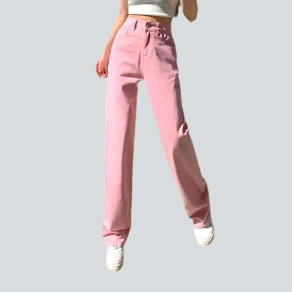 Retro color straight women's jeans