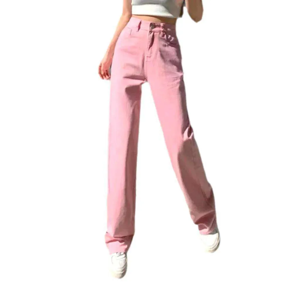 Retro color straight women's jeans