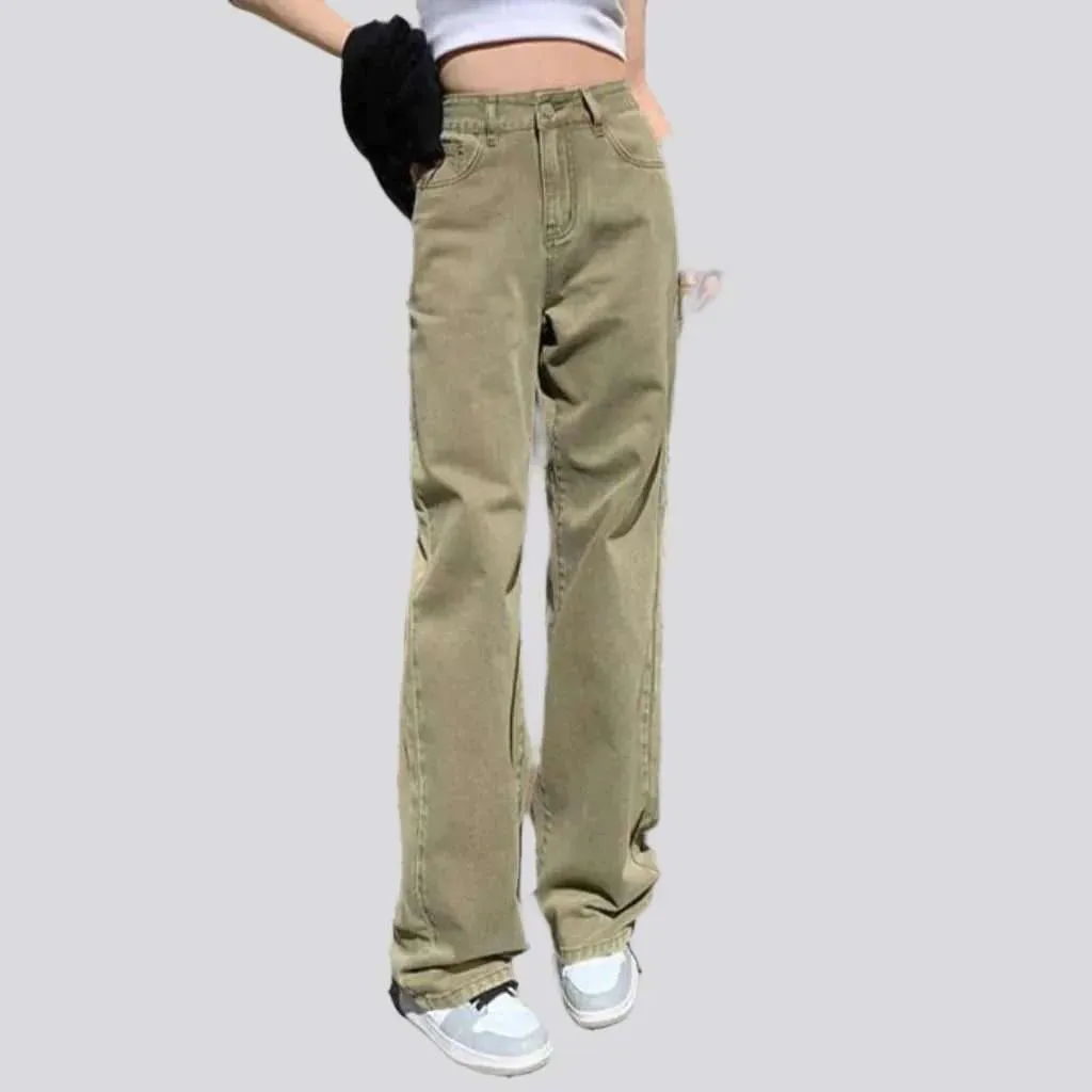 Retro color straight women's jeans