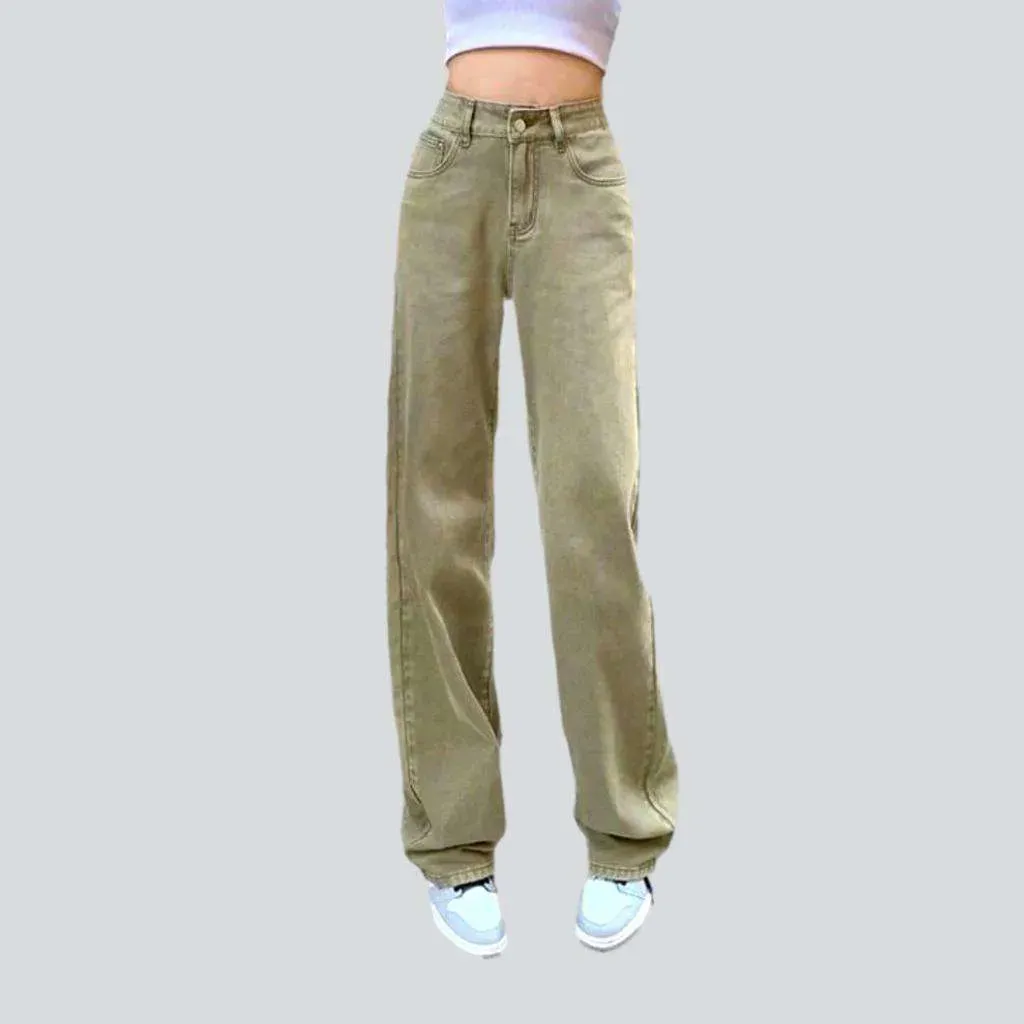 Retro color straight women's jeans