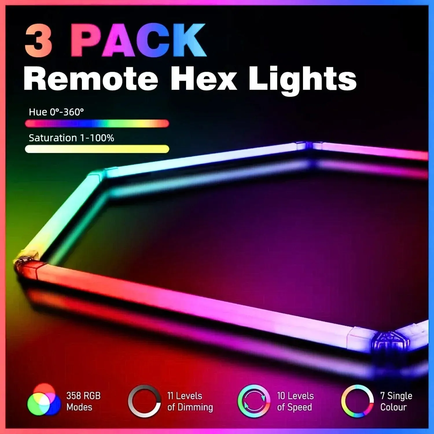 RGB Hexagrid LED Hexagon Ultrabright LED Multicolour Hex Lights - Eight Hex Grid