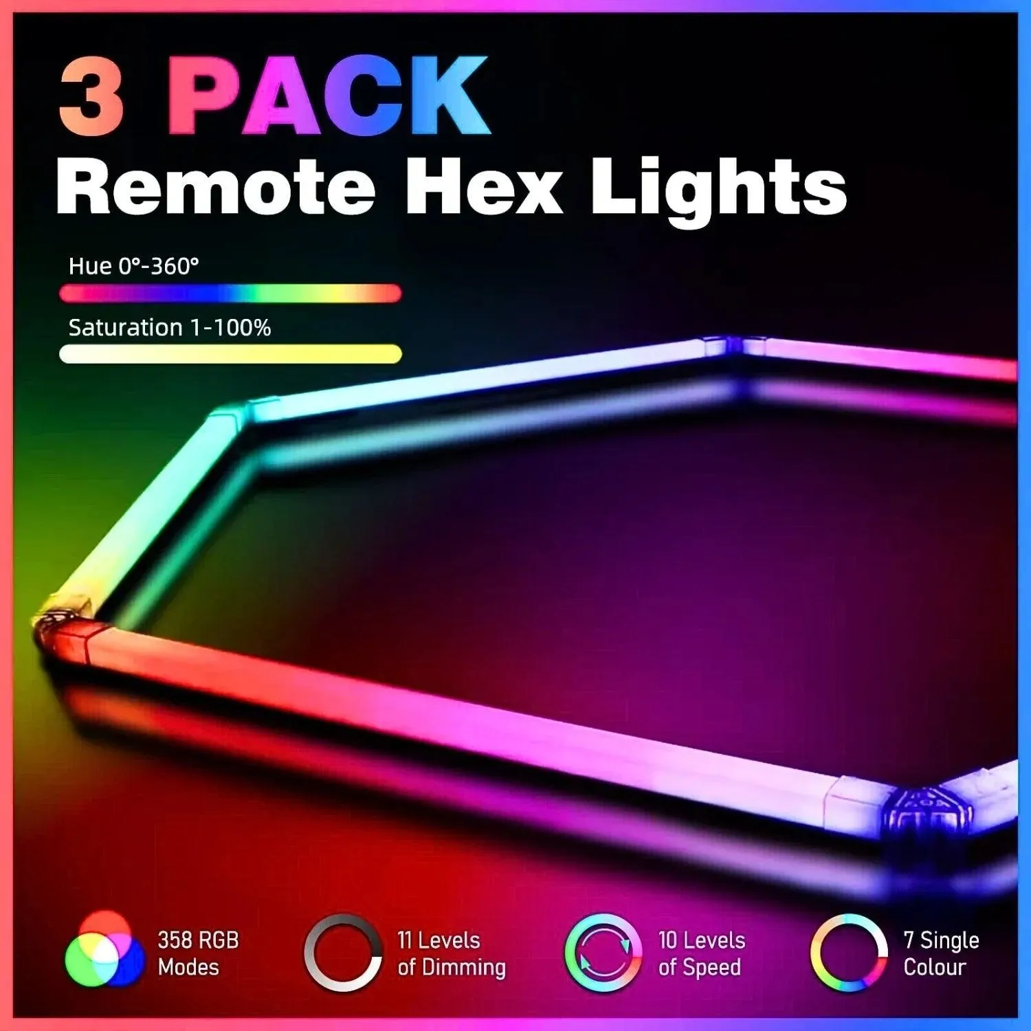 RGB Hexagrid LED Hexagon Ultrabright LED Multicolour Hex Lights - Five Hex Grid