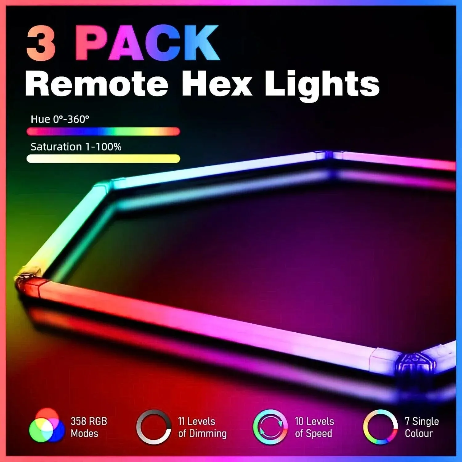 RGB Hexagrid LED Hexagon Ultrabright LED Multicolour Hex Lights - Four Hex Grid