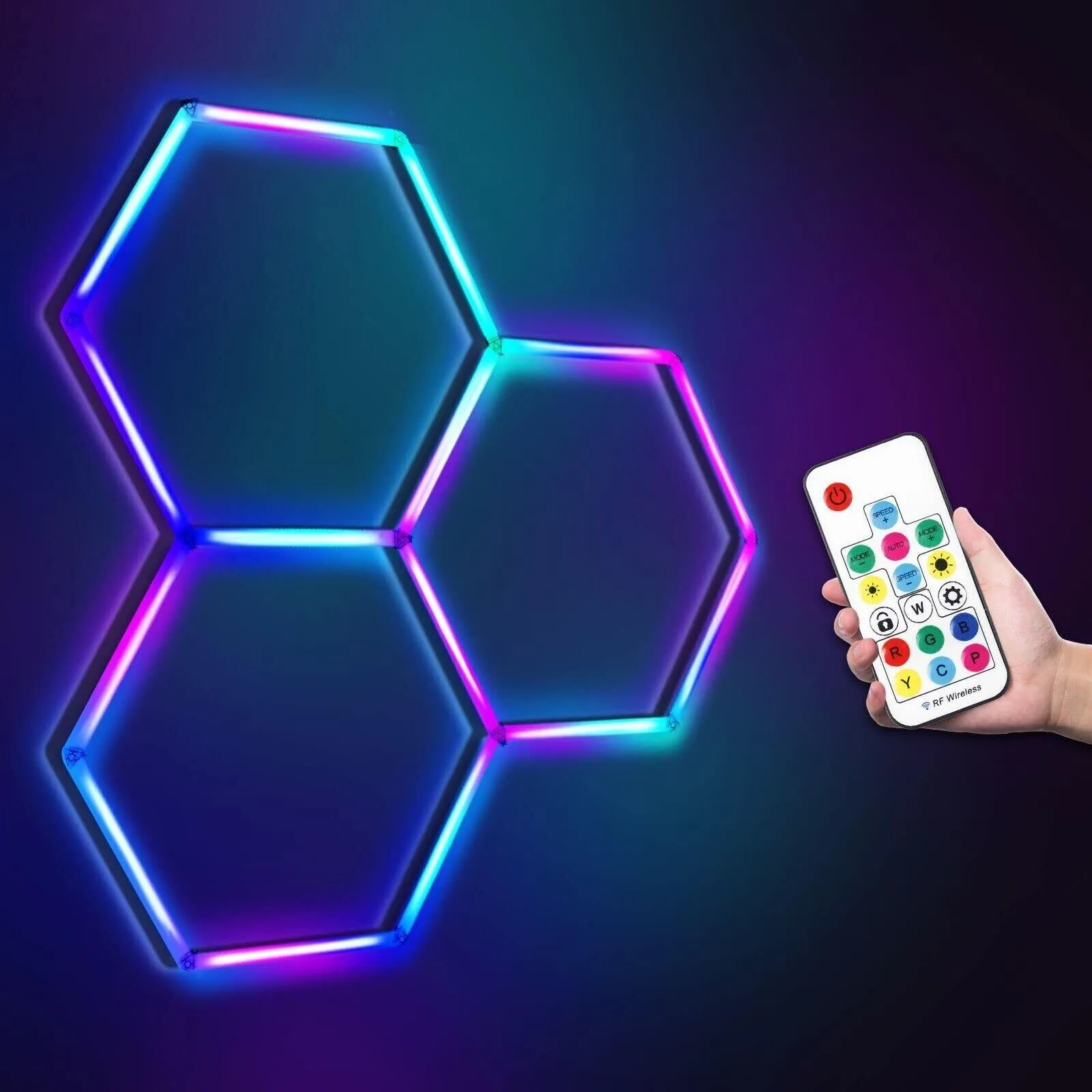 RGB Hexagrid LED Hexagon Ultrabright LED Multicolour Hex Lights - Three Hex Grid