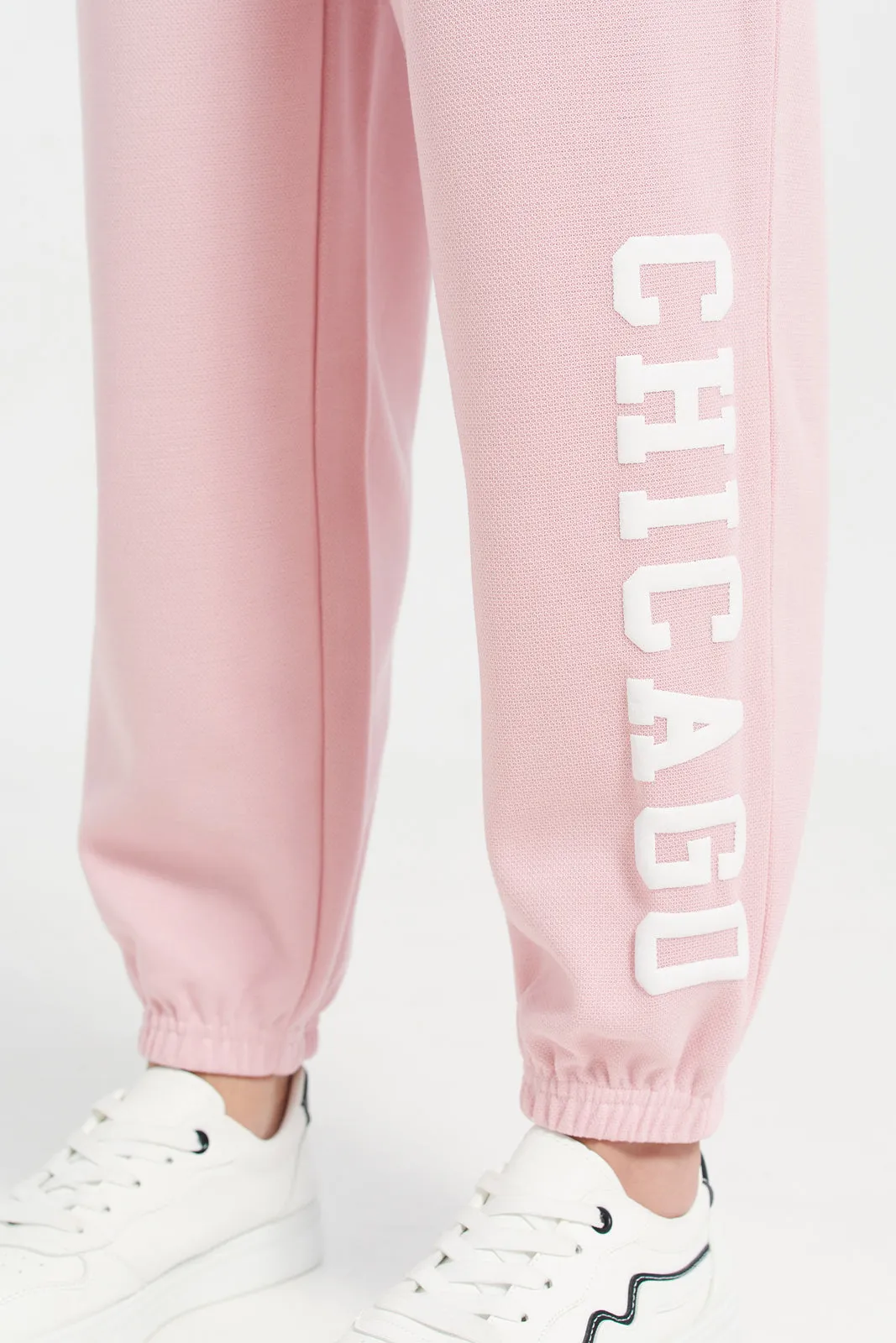 Senior Girls Pink Embossed Active Pants