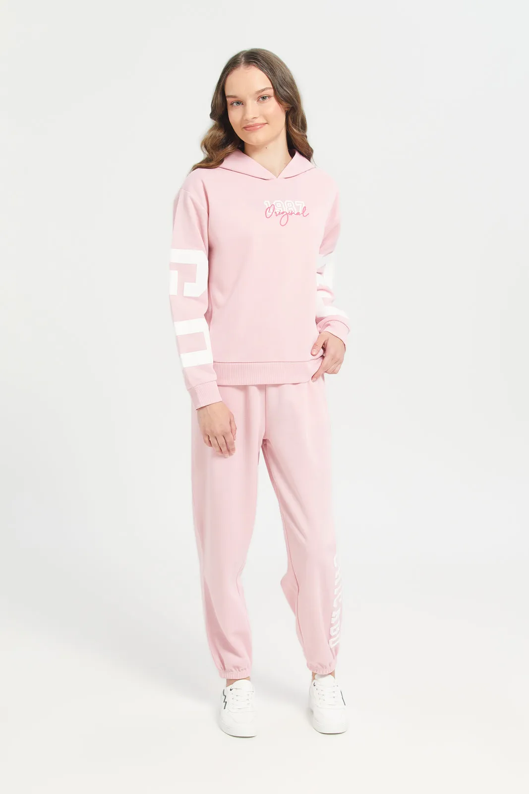 Senior Girls Pink Embossed Active Pants