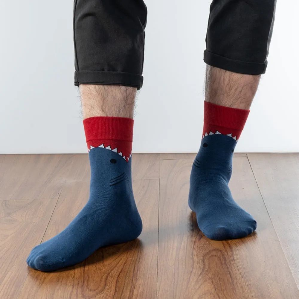 Shark Bite Printed Crew Length Socks