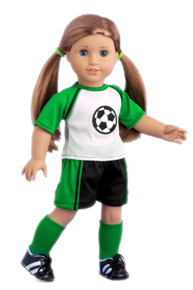 Soccer Girl -  Clothes for 18 inch Doll - 4 Piece Outfit - Shirt, Shorts, Socks and Shoes