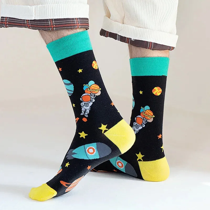 Space Explorer Printed Crew Length Socks