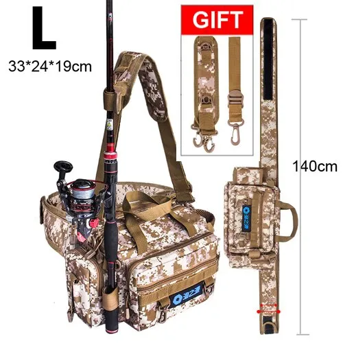 Spinning Fishing Rod Holder Bag Sports Waist Pack Fishing Lures Tackle Gear Storage Bag Single Shoulder Crossbody Bags