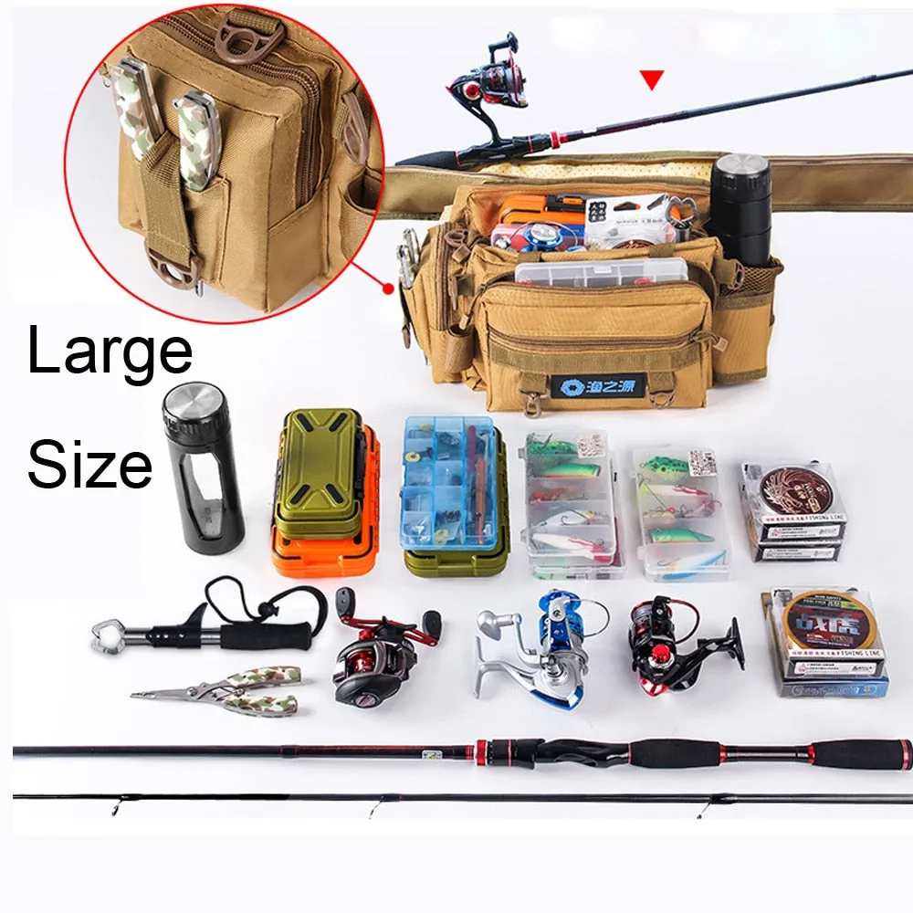 Spinning Fishing Rod Holder Bag Sports Waist Pack Fishing Lures Tackle Gear Storage Bag Single Shoulder Crossbody Bags