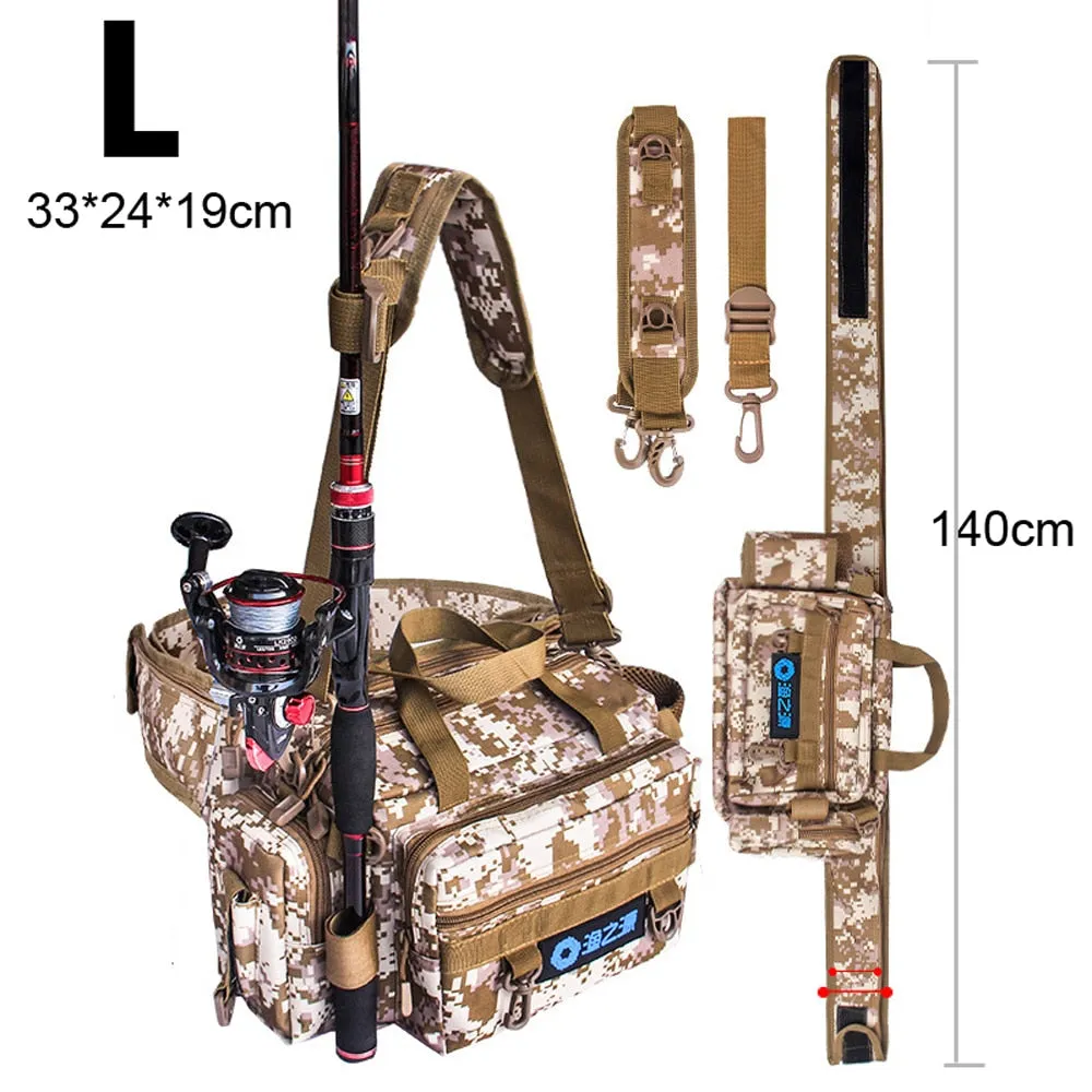 Spinning Fishing Rod Holder Bag Sports Waist Pack Fishing Lures Tackle Gear Storage Bag Single Shoulder Crossbody Bags