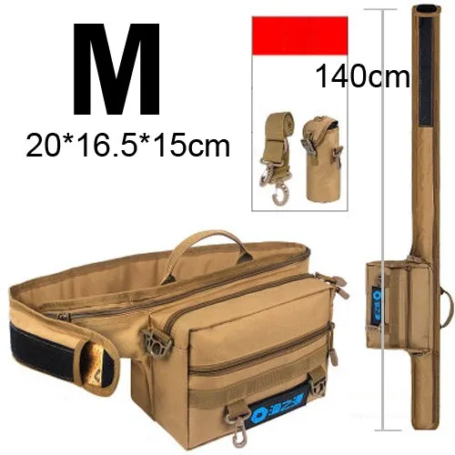 Spinning Fishing Rod Holder Bag Sports Waist Pack Fishing Lures Tackle Gear Storage Bag Single Shoulder Crossbody Bags