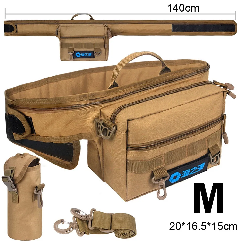 Spinning Fishing Rod Holder Bag Sports Waist Pack Fishing Lures Tackle Gear Storage Bag Single Shoulder Crossbody Bags