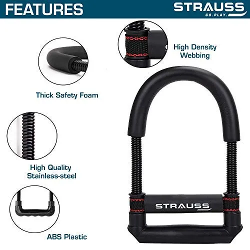 Strauss Adjustable Hand Grip Strengthener, (Black/Orange) and Wrist Exerciser, Black