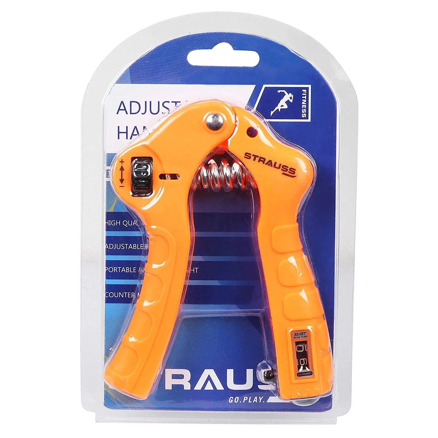 Strauss Adjustable Hand Grip Strengthener with Counter, (Orange)