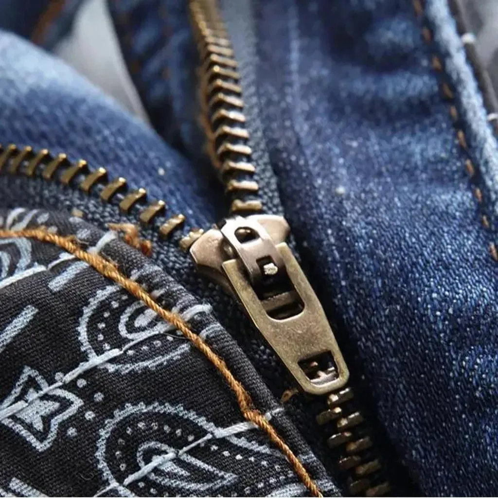 Street ornament jeans
 for men