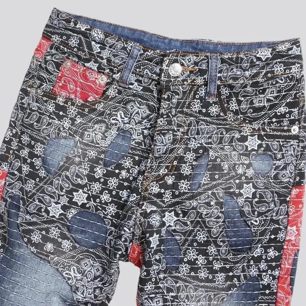 Street ornament jeans
 for men