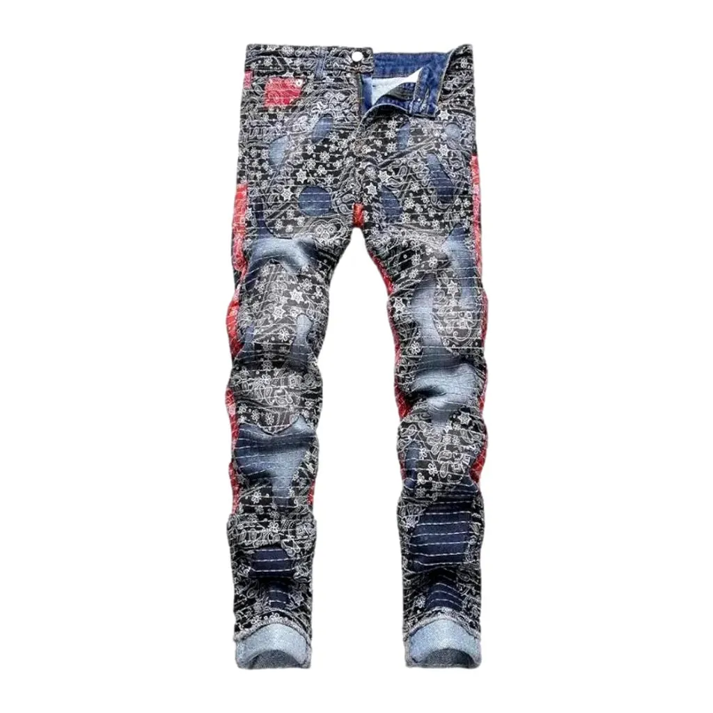 Street ornament jeans
 for men