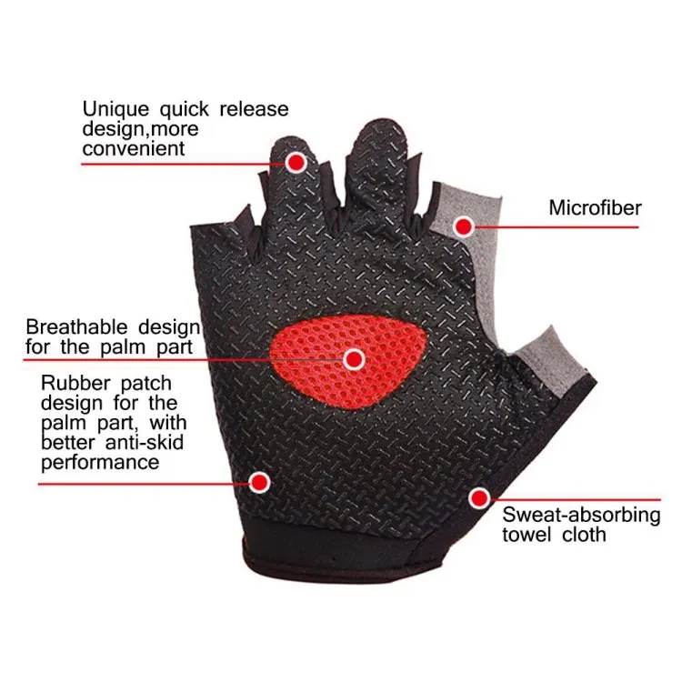 Summer Men Women Fitness Gloves Gym Weight Lifting Cycling Yoga Training Thin Breathable Antiskid Half Finger Gloves, Size:L(Black)