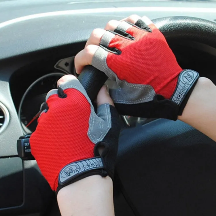 Summer Men Women Fitness Gloves Gym Weight Lifting Cycling Yoga Training Thin Breathable Antiskid Half Finger Gloves, Size:L(Black)