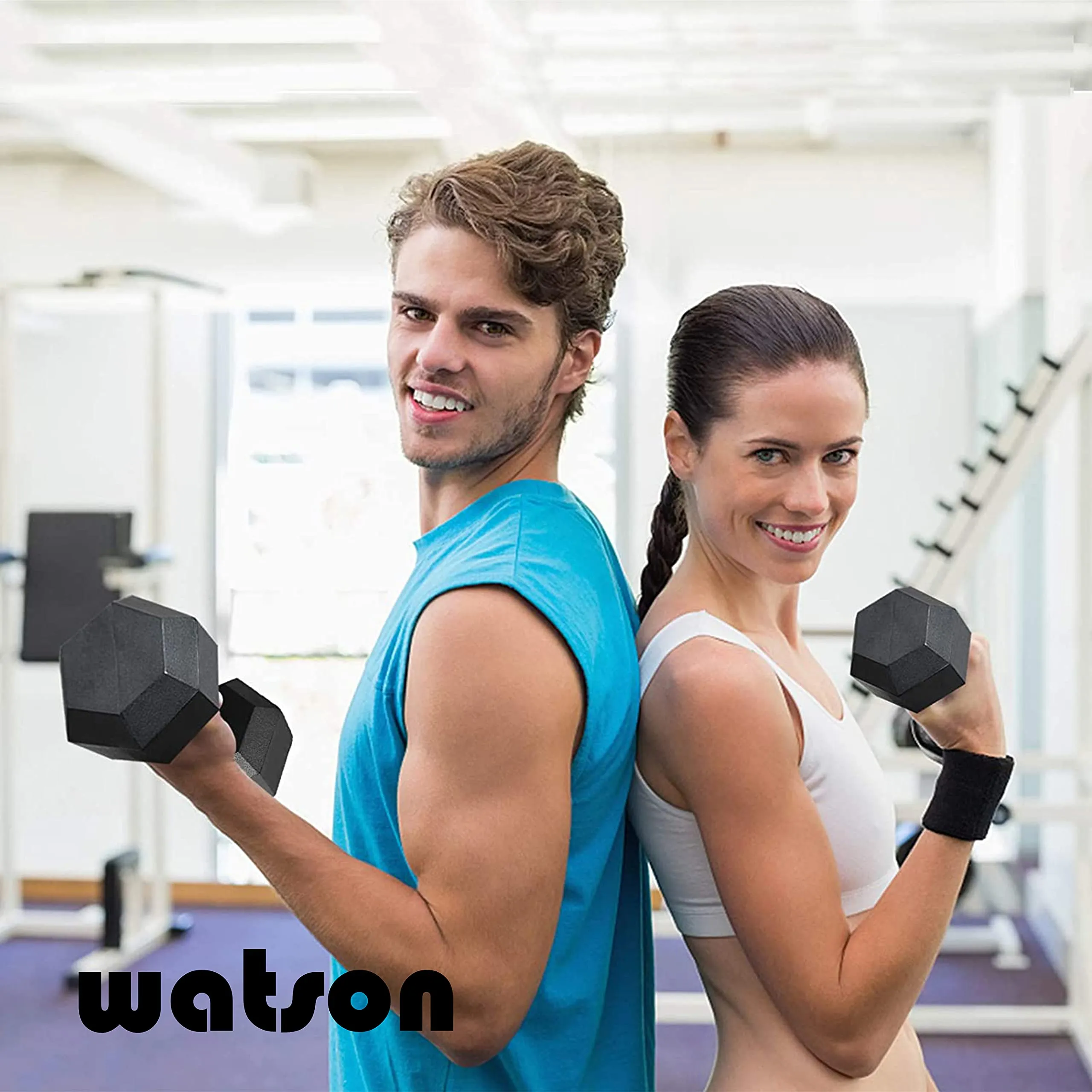 WATSON Rubber Coated Hex Dumbbell Weight Set for Men & Women (3)