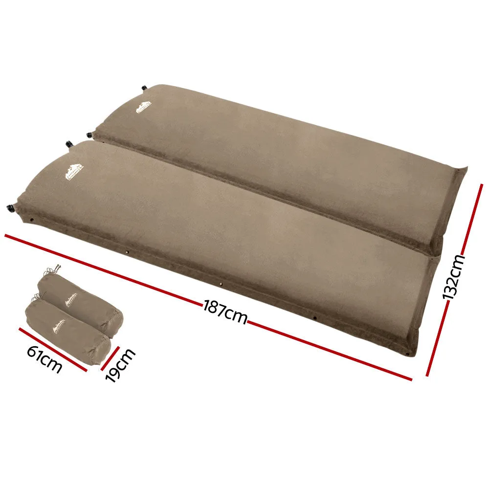 Weisshorn Self Inflating Mattress Camping Sleeping Mat Air Bed Pad Double Coffee 10CM Thick