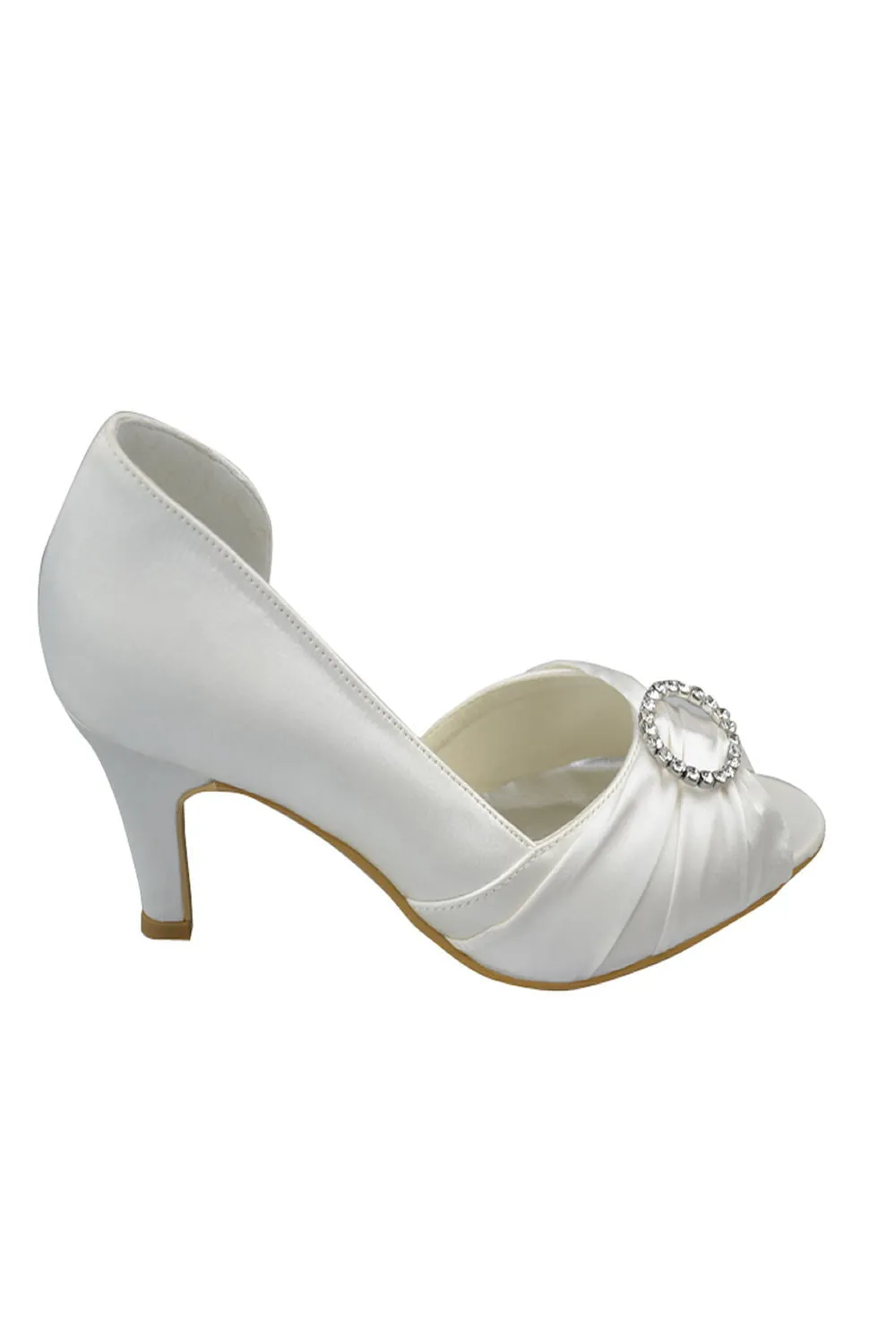 White Handmade Comfy Peep Toe Women Shoes For Wedding S40